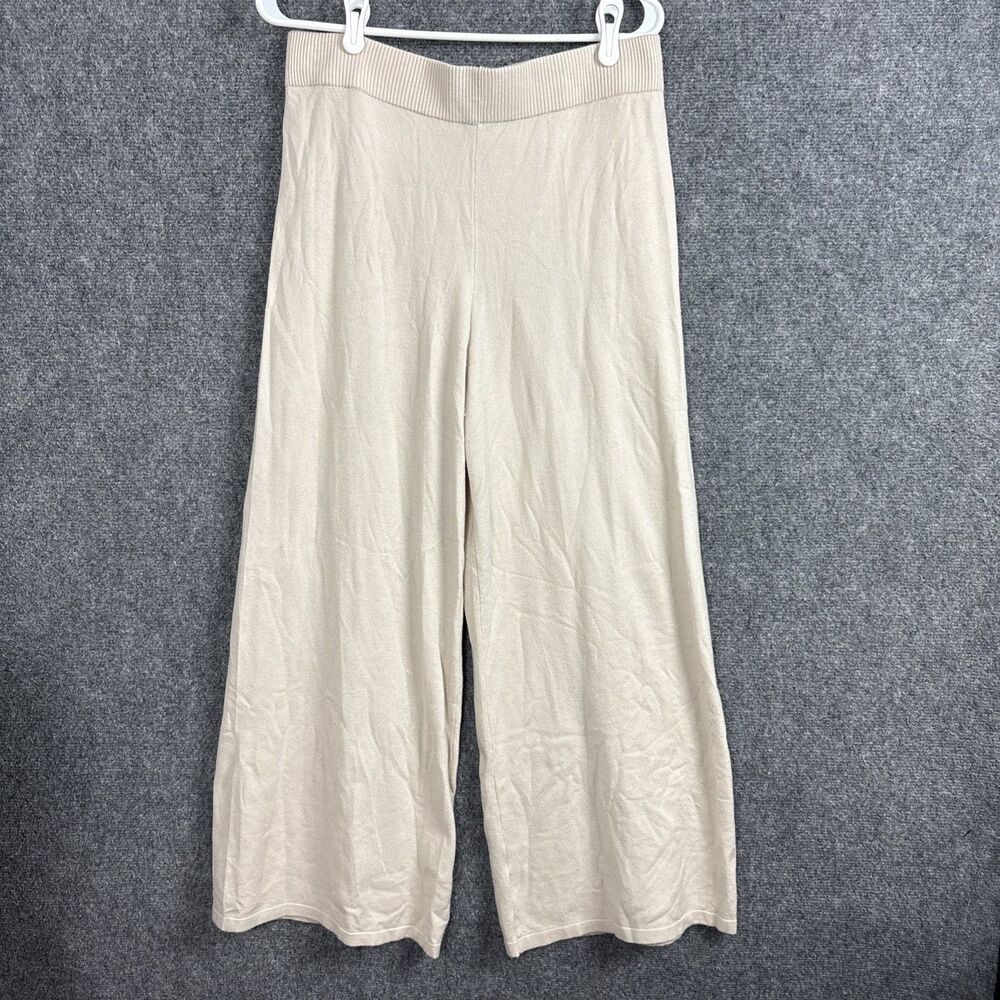 Sioni Pants Womens Size L Cream Knit Wide Leg Pull On